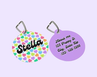 Valentine's Conversation Hearts Pet ID Tag: Personalized Dog Cat Tag