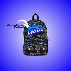 Personalized Monster Truck Backpack for Boys | Custom Truck Backpack | School Backpack | Customized Name Backpack for Kids