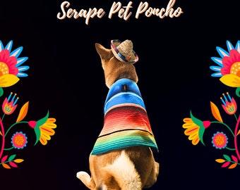 Serape Dog Costume | Cinco de Mayo Dog Outfit | Serape Pet Poncho | Mexican Poncho for Dogs | Feliz Navidad Outfit for Pets | Cute Dog Shirt