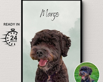 Custom Pet Portrait From Photo Personalize Dog Illustration Painting Cat Wall Digital Art Custom Dog Drawing Pet Memorial Drawing Gift