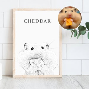 Custom Hamster Portrait Using Pet Photo Personalized Digital Gerbil Portrait Sketch Guinea Pig Custom Hamster Portrait Custom Drawing Gift