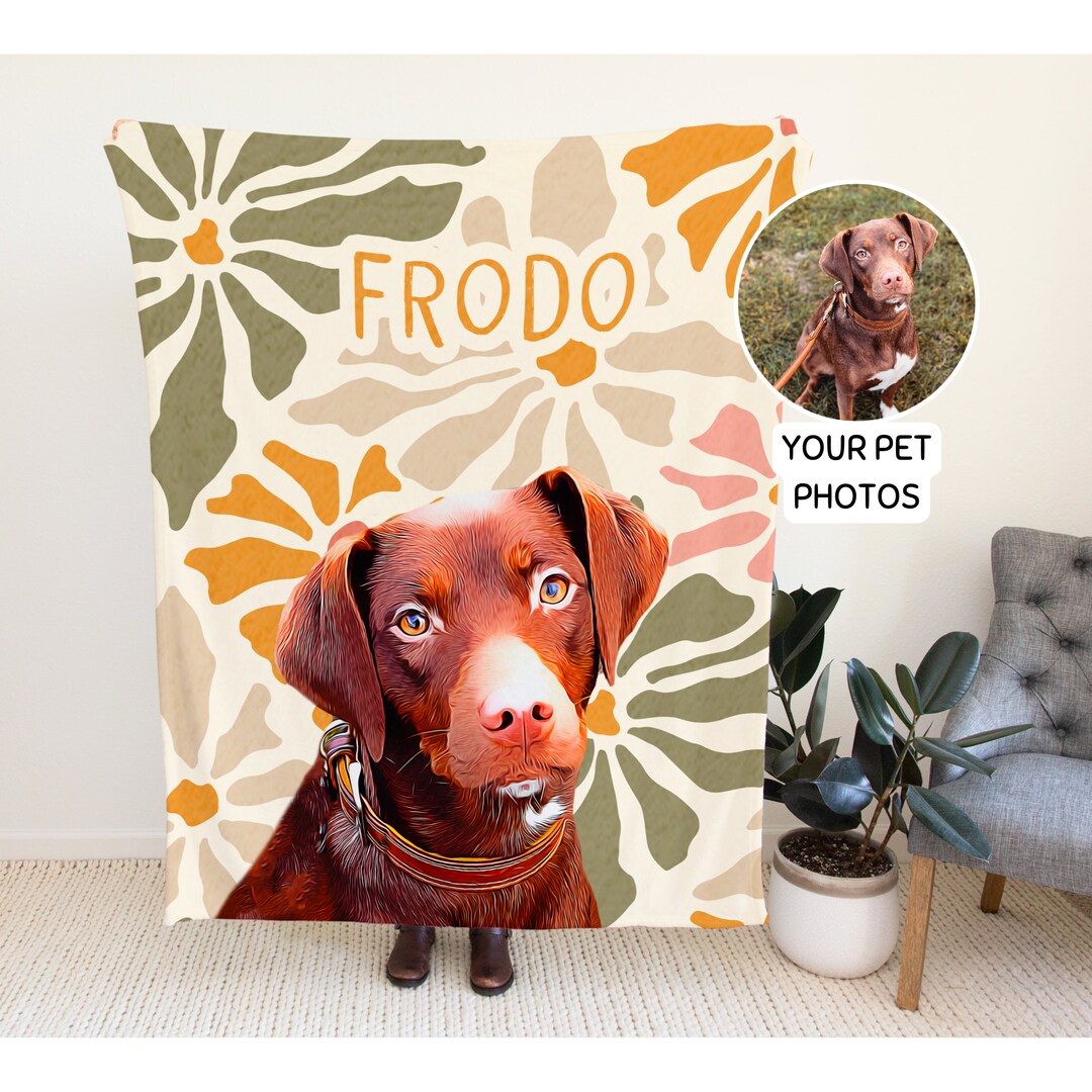 Custom Blanket Using Pet Photo + Name Personalized Dog Minky Fleece ...