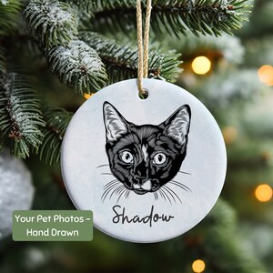 Custom Pet Ornament Dog Portrait Hand Drawn Ceramic Ornament Cat Personalized Pet Ornament With Name Cat Memorial Gift Dog Mom Gift