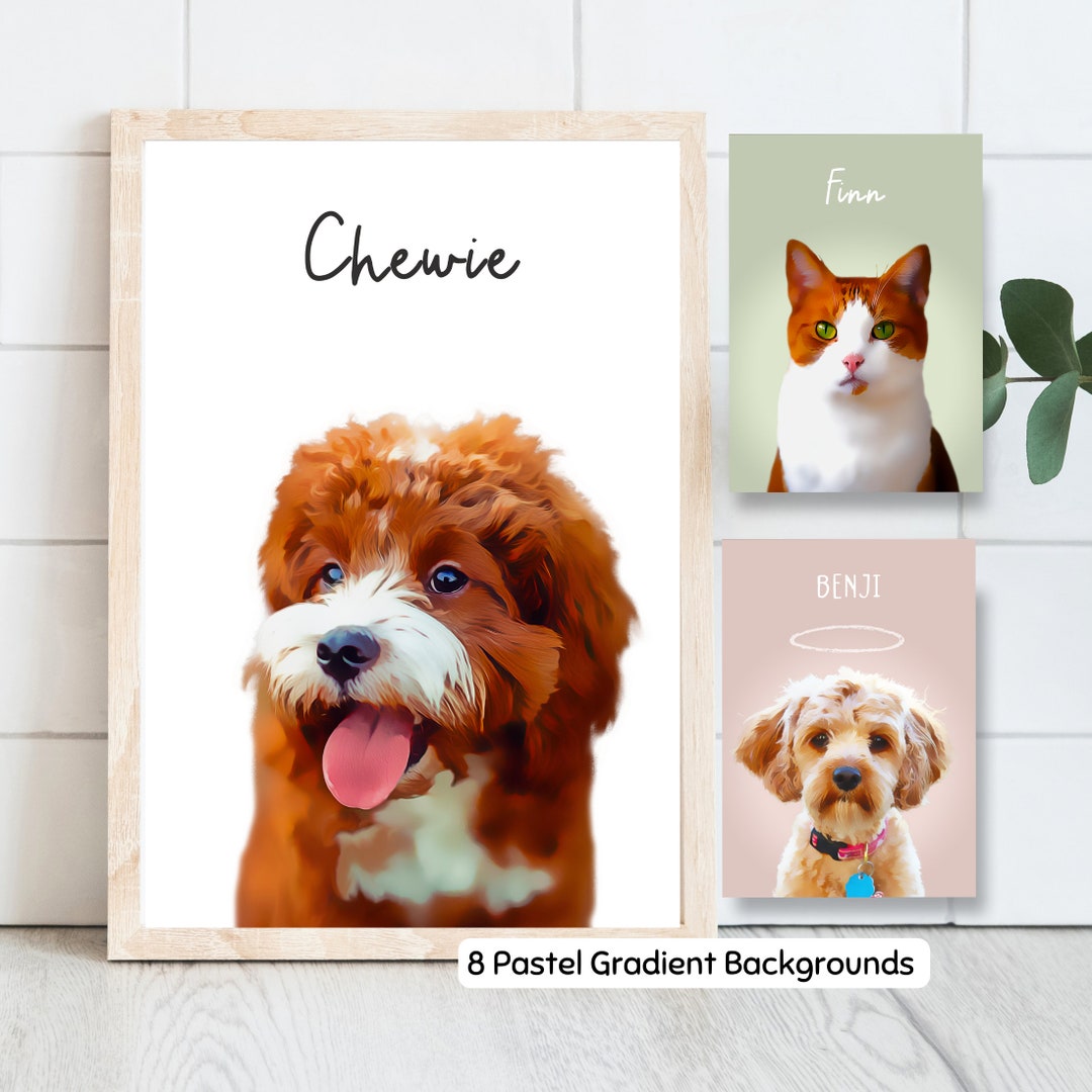Custom Pet Portrait From Photo Personalized Dog Portrait With Name Dog ...