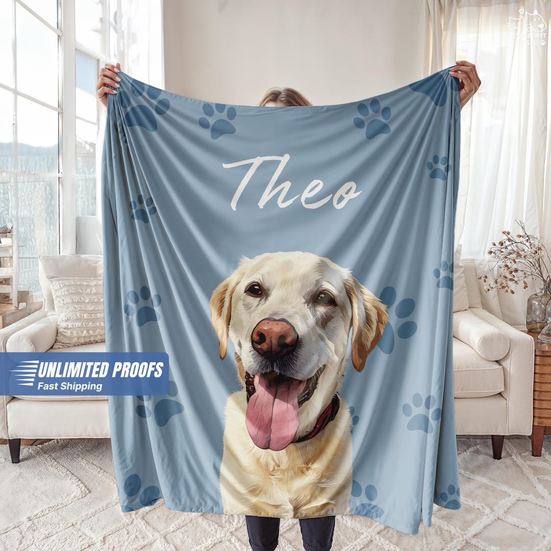 Custom Pet Blanket Using Pet Photo + Name Personalized Dog Minky Plush ...