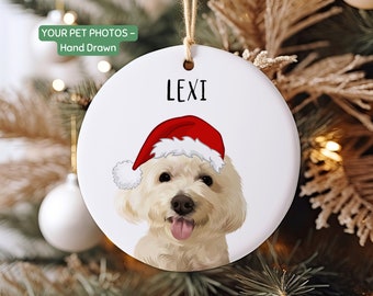 Enfeite personalizado para animais de estimação, retrato de cachorro desenhado à mão, enfeite de cerâmica com rosto de cachorro, enfeite personalizado com nome, presente de homenagem para cachorro, presente para mãe de gato.