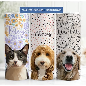 Custom Pet Insulated Tumbler Using Pet Photo + Name Custom Dog 20 oz Tumbler Personalized Dog Cup Custom Cat SkinnyTumbler Custom Travel Mug