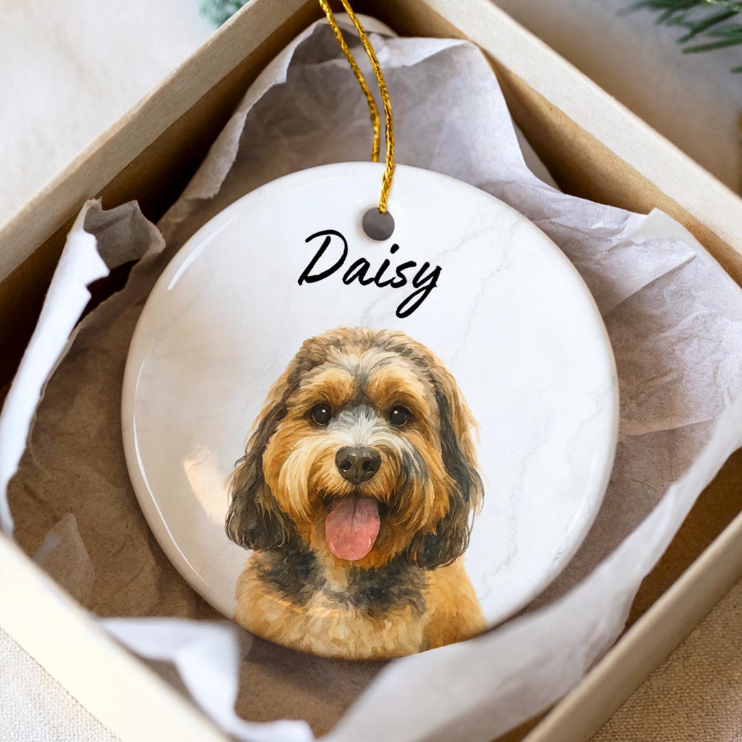 Custom Pet Portrait Ornament - Watercolor Dog Ceramic Decoration, Cat ...