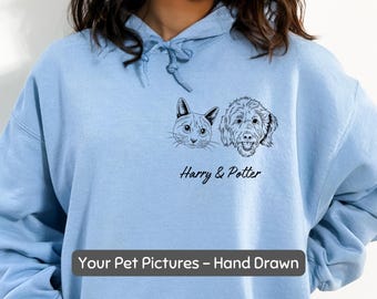 Custom Pet Hoodie Using Pet Photo + Name Personalized Dog Face Portrait Sweatshirt Custom Dog Pullover Custom Cat Sweater Hoodie Dog Mom