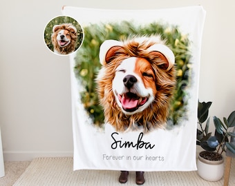 Custom Memorial Pet Blanket Using Photo, Personalized Soft Minky Dog Blanket With Name, Loss Of Pet Gift, Pet Loss Sympathy Gift Cat Blanket