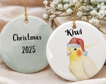 セキセイインコの鳥のオーナメント、月に座るセキセイインコ、かわいい