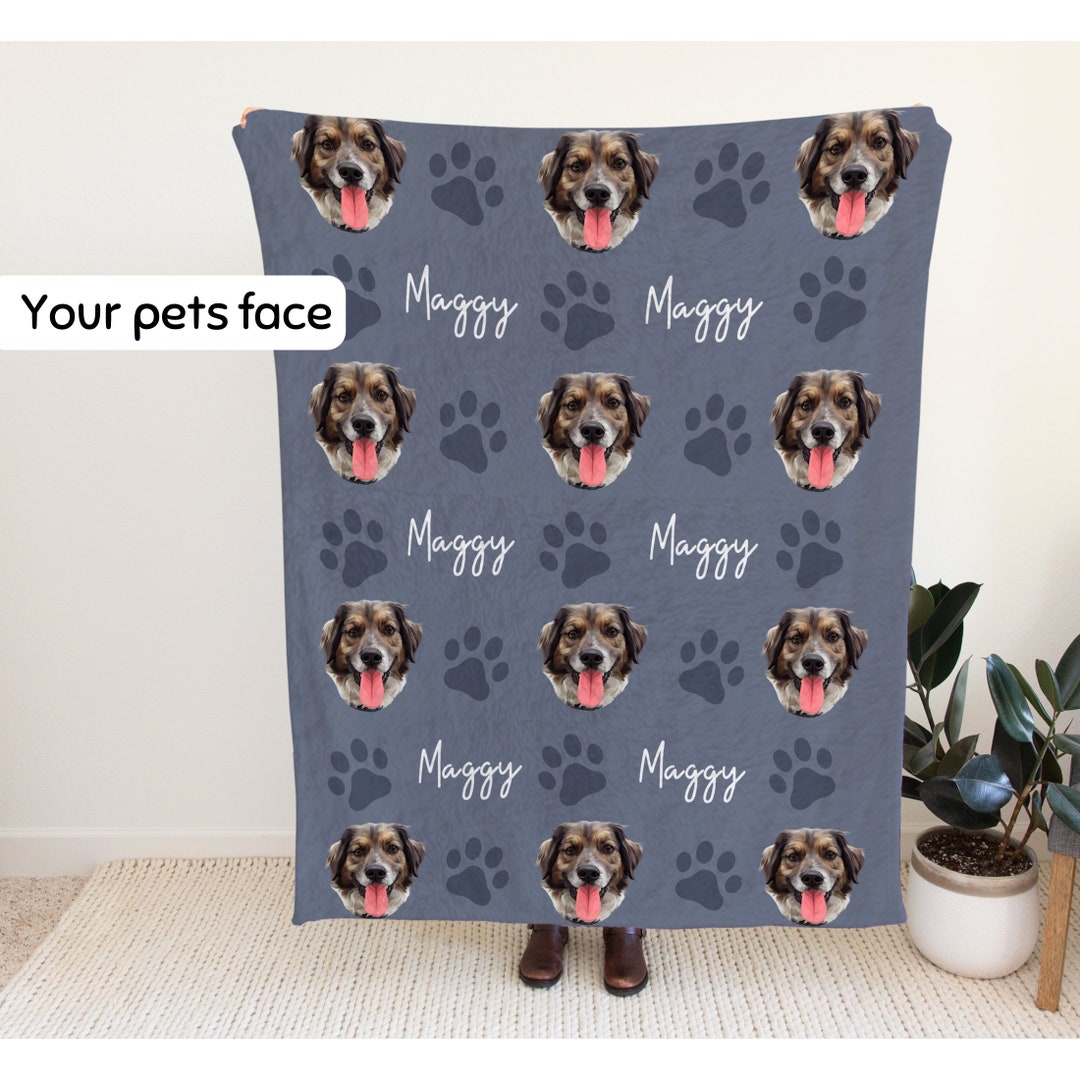 Custom Blanket Using Pet Photo Name Personalized Hand Drawn Dog Minky ...