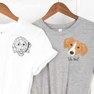 Custom Pet Shirt Hand Drawn Pet Photo Tee + Name Personalized Dog T-Shirt Using Picture Gift Custom Cat Shirt Dog Short Sleeve Tee For Human