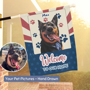 Custom Pet Garden Flag + Name Personalized Dog Portrait House Flag Cat Photo Garden Sign Pet Yard Flag Dog Lover Gift Pet Photo on Banner