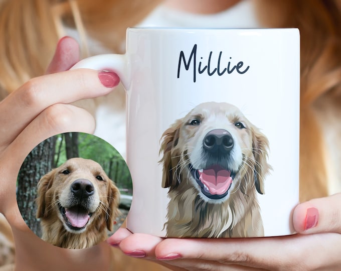 Custom Pet Coffee Mug Using Pet Photo Hand Drawn Dog Picture Mug Personalized Cat Mug With Name Custom Portrait Dog Mug Dog Lover Mug Gifts