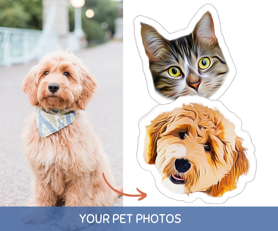 Custom Pet Sticker Using Pet Photo Custom Dog Face Sticker Personalized