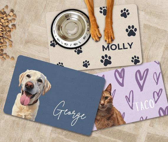 Custom Pet Food Mat Using Pet Photo Name Personalized Dog