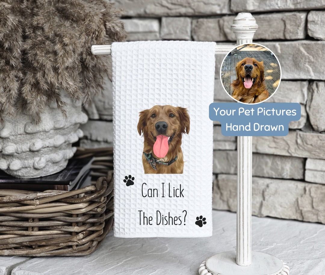 Custom Pet Tea Towel Using Pet Photo With Name Personalized Dog Kitchen