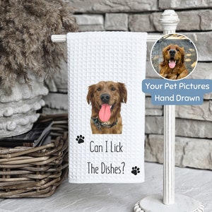 Custom Pet Tea Towel Using Pet Photo With Name Personalized Dog Kitchen Towel Custom Cat Tea Towels For Party Custom Puppy Dish Towel Gift