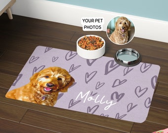 Custom Dog Mats Using Pet Photo + Name Personalized Dog Food Mat Custom Dog Floor Placemat Custom Dog Bowl Mat Personalized Cat Mat Gift
