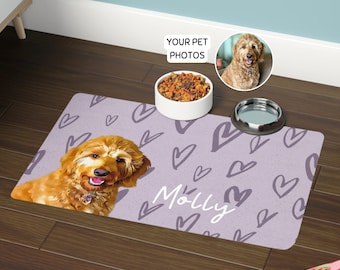 Custom Dog Mats Using Pet Photo + Name Personalized Dog Food Mat Custom Dog Floor Placemat Custom Dog Bowl Mat Personalized Cat Mat Gift