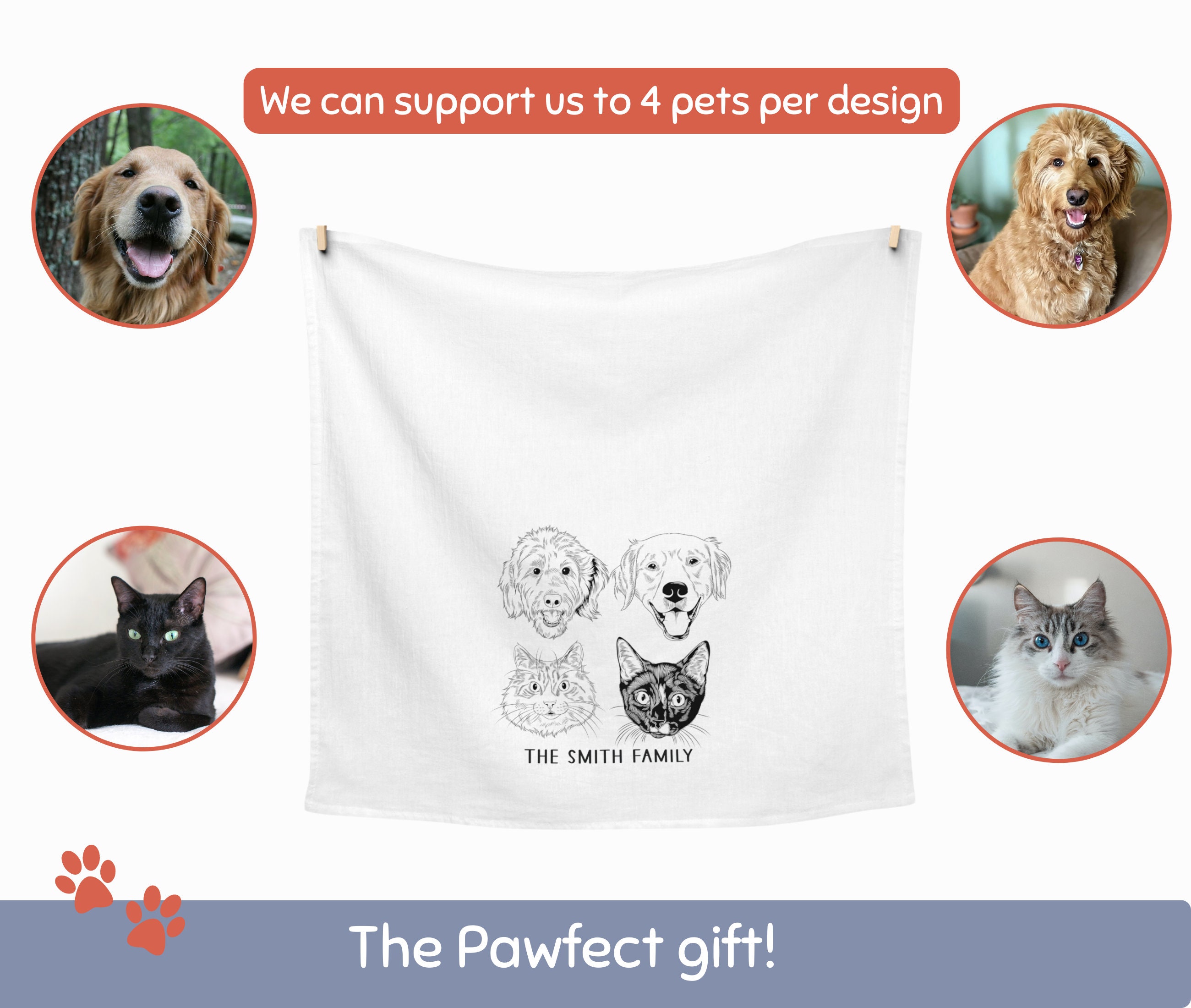 Custom Pet Tea Towel Using Pet Photo With Name Personalized Dog Kitchen ...