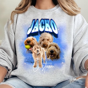 Maglione personalizzato retrò per animali domestici con foto e nome dell'animale domestico Felpa vintage personalizzata per cani Maglione girocollo con gatto anni '90 Regalo per gli amanti dei cani