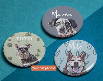 Pin personalizado con foto y nombre de mascota Botones personalizados para perros Pin de gato Pin personalizado personalizado para gatos Pins de ropa con retrato de perro personalizado