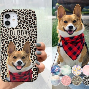 Custom Pet Photo Phone Case Personalized Hand Drawn Dog Phone Case With Pet Name Custom Cat Face Phone Case iPhone Galaxy Dog Portrait Phone