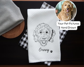 Torchon personnalisé pour animal de compagnie utilisant une photo d'animal de compagnie avec son nom Torchon de cuisine personnalisé pour chien