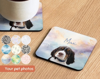 Custom Pet Coasters Using Pet Photo + Name Custom Dog Cork Coaster Custom Cat Portrait Coaster Personalized Gifts for Dog Owners Dog Dad Mom