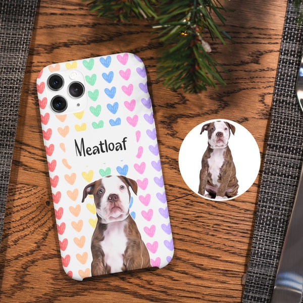 Custom Pet Photo Phone Case, Personalized Dog Phone Case Gift With Pet Name, Custom Cat Phone Case for iPhone Galaxy, Gifts for Dog Lover