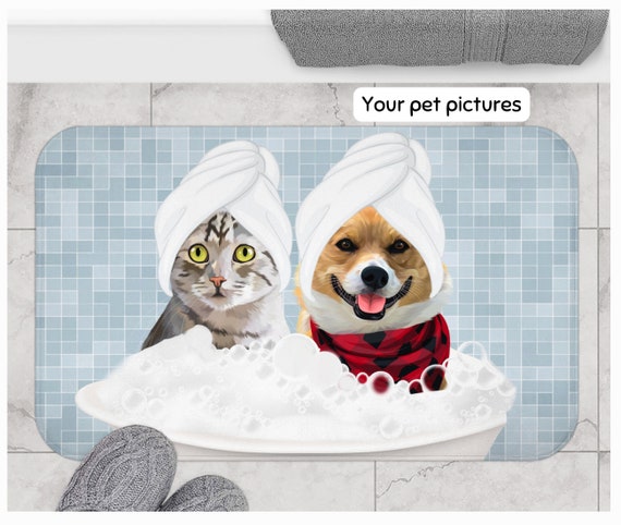 Custom Pet Bath Mats Using Pet Photo Personalized Dog Bathroom