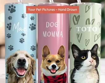 Custom Pet Insulated Tumbler Using Pet Photo + Name Custom Dog 20 oz Tumbler Personalized Dog Cup Custom Cat SkinnyTumbler Custom Travel Mug