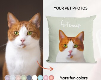 Almohada personalizada con foto de mascota, funda de almohada personalizada con foto de gato, almohada para perros al aire libre con nombre, almohada personalizada con foto de perro, regalo para dueños de gatos