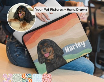 Personalized Laptop Sleeve Case Using Pet Photo Custom Macbook Travel Carrying Bag With Cat Picture Custom iPad Zipper Pouch Dog Lover Gift