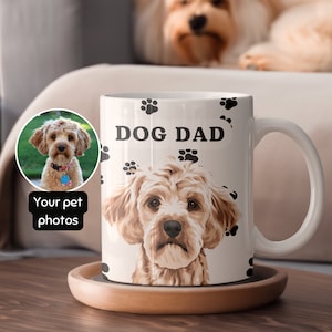 Benutzerdefinierte Haustier-Kaffee-Tasse mit Haustier-Foto, handgezeichneter Hundebild-Becher, personalisierter Katzen-Becher mit Namen, benutzerdefinierter Hunde-Tee-Becher, Hunde-Vati-Geschenk