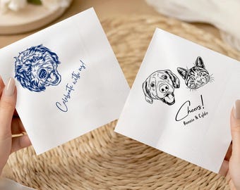 Custom Pet Wedding Napkins With Pet Photo Personalized Pet Cocktail Wedding Serviette Custom Cat Napkin Dog Napkin Birthday Party Decoration