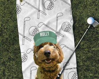 Benutzerdefinierte Haustier Golf Handtuch mit Haustier Foto Personalisierte Hundename Golf Handtuch Benutzerdefinierte Katze Golf Rag Golf Geschenke für ihn Hundeliebhaber Geschenke Golf Liebhaber Geschenk