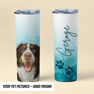 Personalized Pet Tumbler Using Pet Photo + Name, Custom Dog Travel Cup, Dog Lover Coffee Tumbler, Gift For Dog Owners, New Cat Lover Gift