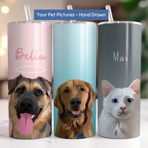 Custom Pet Insulated Tumbler Using Pet Photo + Name Custom Dog 20 oz Tumbler Personalized Dog Cup Custom Cat SkinnyTumbler Custom Travel Mug