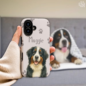 Custom Pet Photo Phone Case Personalized Watercolor Dog Phone Case With Pet Name Custom Cat Face Phone Case iPhone Galaxy Gift for Dog Lover