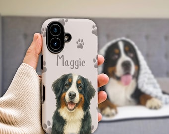 Custom Pet Photo Phone Case Personalized Watercolor Dog Phone Case With Pet Name Custom Cat Face Phone Case iPhone Galaxy Gift for Dog Lover