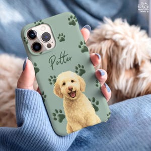 Custom Pet Photo Phone Case Personalized Watercolor Dog Phone Case With Pet Name Custom Cat Face Phone Case iPhone Galaxy Gift for Dog Lover