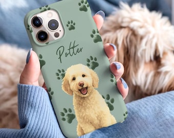 Custom Pet Photo Phone Case Personalized Watercolor Dog Phone Case With Pet Name Custom Cat Face Phone Case iPhone Galaxy Gift for Dog Lover