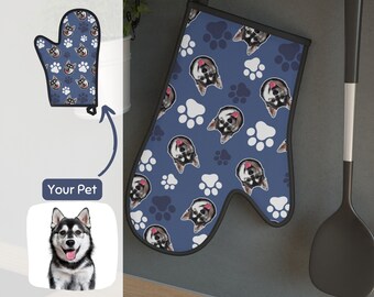 Custom Pet Face Gift Oven Mitt Pot Holder Using Pet Photo Personalized Dog Picture Oven Kitchen Glove Custom Dog Lover Gift Custom Cat Gift