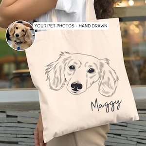 Custom Pet Tote Bag Using Photo + Name Personalized Dog Canvas Tote Bag Custom Dog Bag Custom Cat Crossbody Bag Pouch Dog Travel Bag Gift