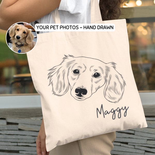 Custom Pet Tote Bag Using Photo + Name Personalized Dog Canvas Tote Bag Custom Dog Bag Custom Cat Crossbody Bag Pouch Dog Travel Bag Gift