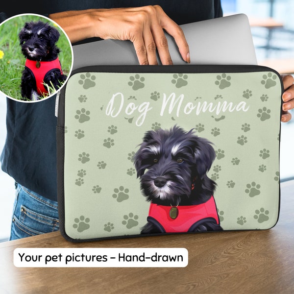 Custom Laptop Sleeve Case Using Pet Photo Personalized Macbook Travel Carrying Case With Cat Picture Custom iPad Zipper Pouch Dog Lover Gift