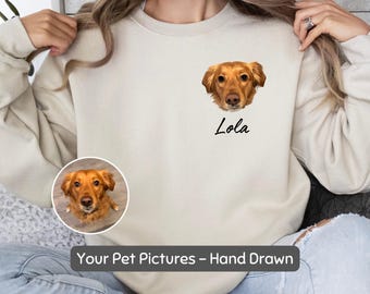 Custom Pet Sweater Using Pet Photo + Name Personalized Dog Face Portrait Sweatshirt Custom Dog Pullover Custom Cat Sweater Hoodie Dog Mom